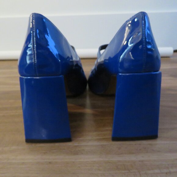 L'INTERVALLE Stefani Blue Patent Leather Block Heel Mary Jane Shoes 38 / 7.5-8 - Picture 11 of 15